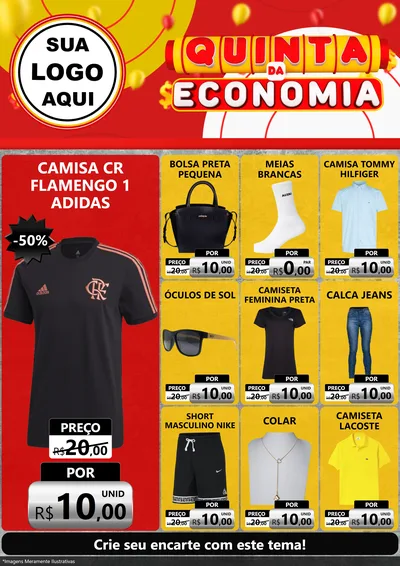 Modelo de Encarte para Encarte A4 Vertical com o tema Quinta da Economia para Roupas e acessórios