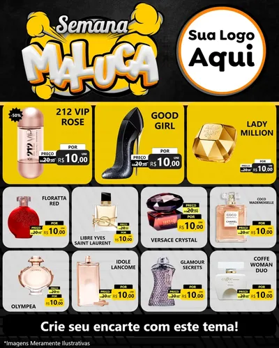 Modelo de Rede Social para Feed Instagram com o tema Semana Maluca para Perfumes