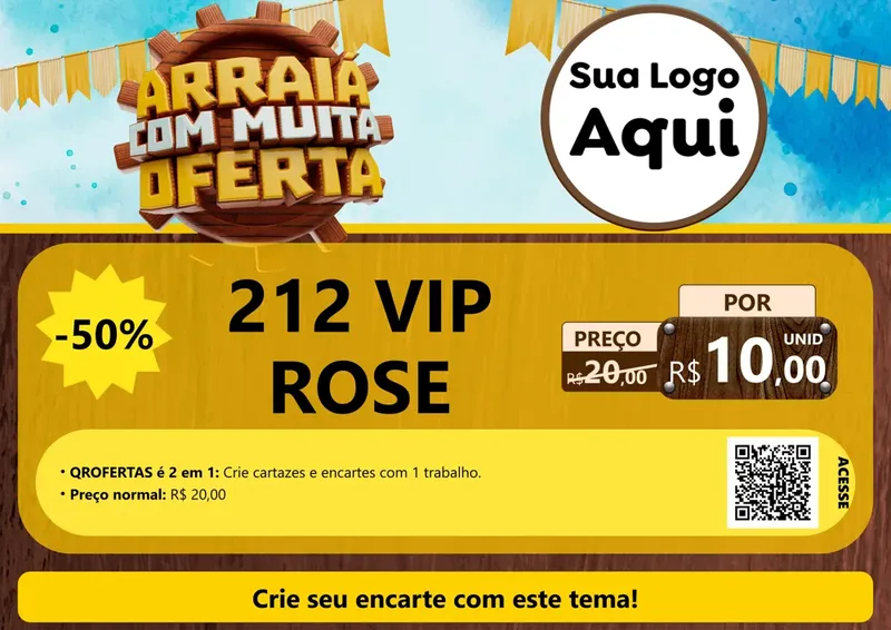 Modelo de Cartaz para Cartaz A4 Horizontal com o tema Ofertas de São João - Junina para Perfumes