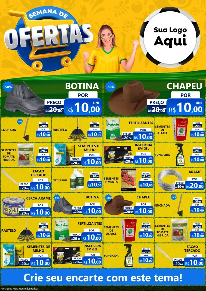 Modelo de Encarte para Encarte A4 Vertical com o tema Semana de Ofertas - Copa para Agropecuária