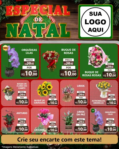 Modelo de Rede Social para Feed Instagram com o tema Especial de Natal para Floricultura e jardim