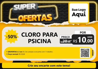 Modelo de Cartaz para Cartaz A4 Horizontal com o tema Super Ofertas para Produtos para Piscina