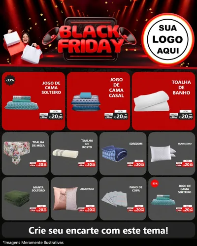 Modelo de Rede Social para Feed Instagram com o tema Black Friday para Cama, Mesa e Banho