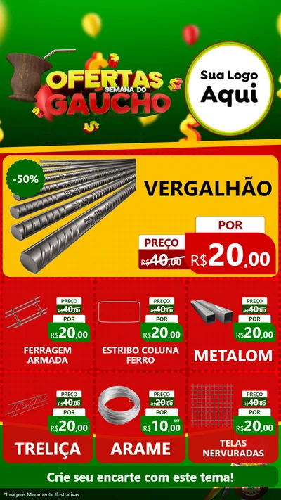 Modelo de Rede Social para Stories com o tema Ofertas Semana Do Gaúcho para Ferragens