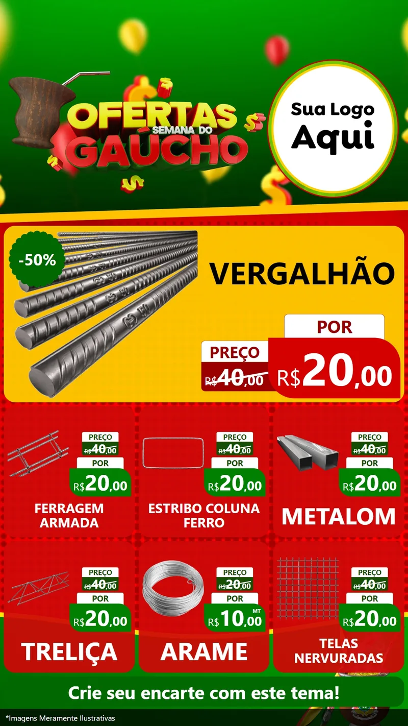 Modelo de Rede Social para Stories com o tema Ofertas Semana Do Gaúcho para Ferragens
