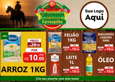 Modelo de Encarte para Encarte A4 Horizontal com o tema Especial Semana Farroupilha para Supermercado