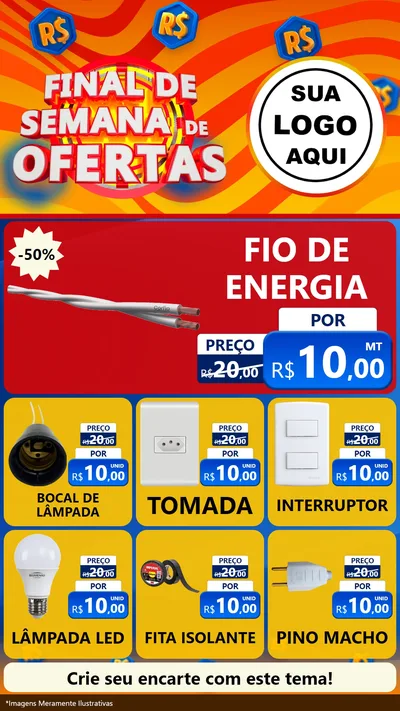 Modelo de Rede Social para Stories com o tema Final de Semana de Ofertas para Materiais Elétricos