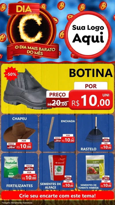 Modelo de Rede Social para Stories com o tema Dia C - O Dia Mais Barato Do Mês para Agropecuária