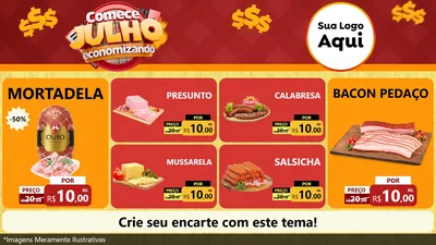 Modelo de TV para TV Horizontal com o tema Comece Julho Economizando para Frios e Laticínios