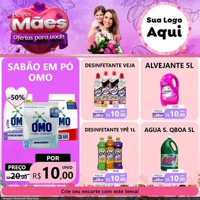 Modelo de Rede Social para Feed Facebook com o tema Dia das Mães Ofertas para Você! para Produtos de Limpeza
