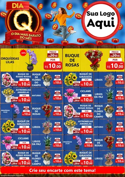 Modelo de Encarte para Encarte A4 Vertical com o tema Dia Q - O Dia Mais Barato Do Mês para Floricultura e jardim