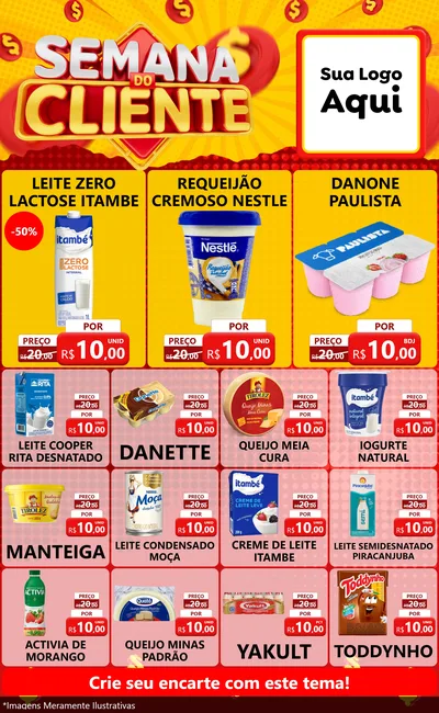 Modelo de Encarte para Encarte Grande com o tema Semana do Cliente para Frios e Laticínios