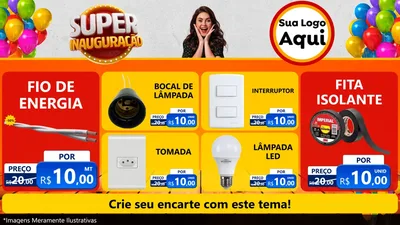Modelo de TV para TV Horizontal com o tema Super Inauguração para Materiais Elétricos
