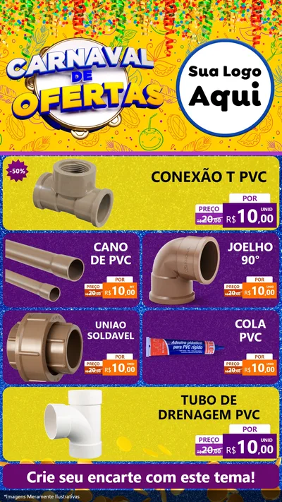 Modelo de TV para TV Vertical com o tema Carnaval de Ofertas para Tubos e conexões