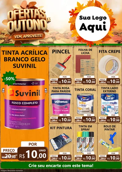 Modelo de Encarte para Encarte A4 Vertical com o tema Ofertas de Outono - Vem, Aproveite! para Tintas e Ferramentas