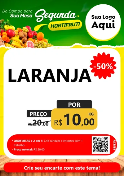 Modelo de Cartaz para Cartaz A4 Vertical com o tema Segunda hortifruti para Hortifrúti