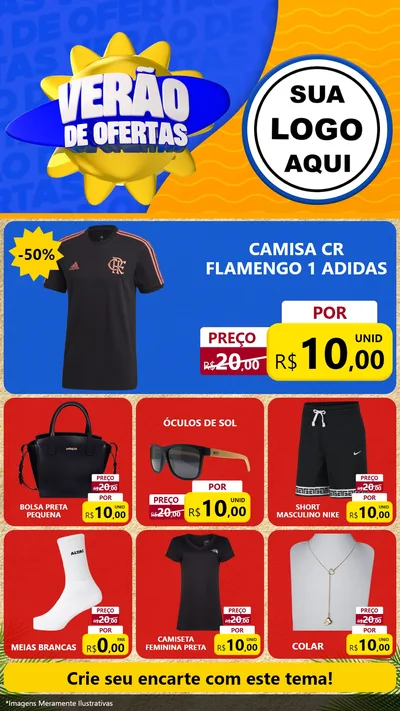 Modelo de Rede Social para Stories com o tema Verão de Ofertas para Roupas e acessórios