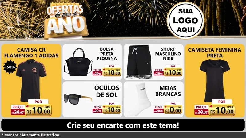 Modelo de TV para TV Horizontal com o tema Ofertas de Fim de Ano para Roupas e acessórios