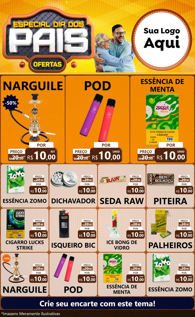 Modelo de Encarte para Encarte Grande com o tema Especial Dia dos Pais para Tabacaria