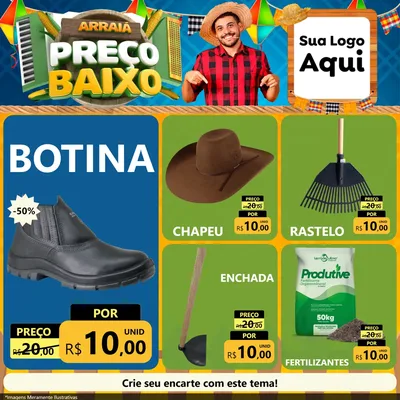 Modelo de Rede Social para Feed Facebook com o tema Arraiá de Preço Baixo - Junina para Agropecuária