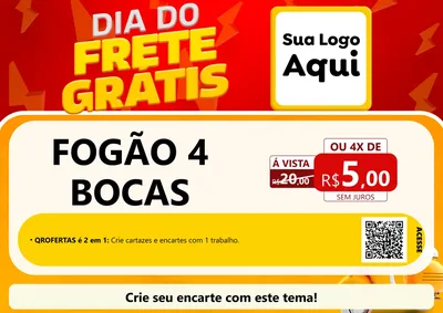 Modelo de Cartaz para Cartaz A4 Horizontal com o tema Dia do Frete Grátis para Móveis e Eletro