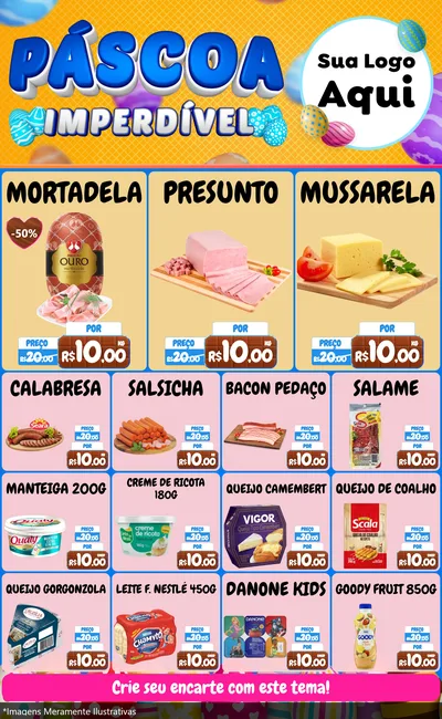 Modelo de Encarte para Encarte Grande com o tema Páscoa Imperdível para Frios e Laticínios