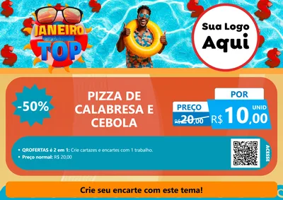 Modelo de Cartaz para Cartaz A4 Horizontal com o tema Janeiro Top para Pizzaria