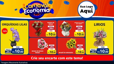 Modelo de TV para TV Horizontal com o tema Carnaval da Economia para Floricultura e jardim