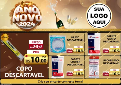 Modelo de Encarte para Encarte A4 Horizontal com o tema Feliz Ano Novo 2027 para Embalagens