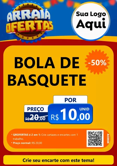 Modelo de Cartaz para Cartaz A4 Vertical com o tema Arraiá de Ofertas - Junina para Artigos Esportivos