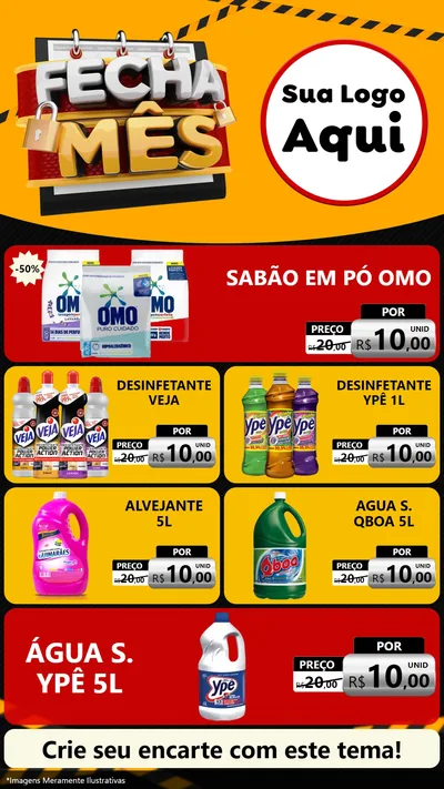 Modelo de TV para TV Vertical com o tema Fecha Mês para Produtos de Limpeza