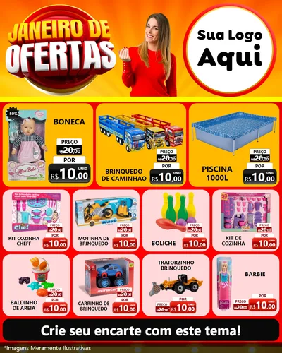 Modelo de Rede Social para Feed Instagram com o tema Janeiro de Ofertas para Brinquedos