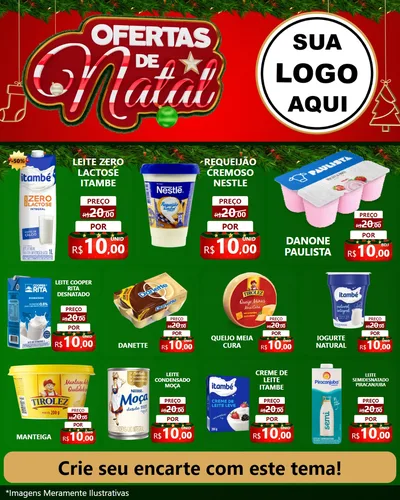 Modelo de Rede Social para Feed Instagram com o tema Ofertas de Natal para Frios e Laticínios