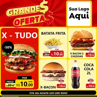 Modelo de Rede Social para Feed Facebook com o tema Grandes Ofertas para Hamburgueria