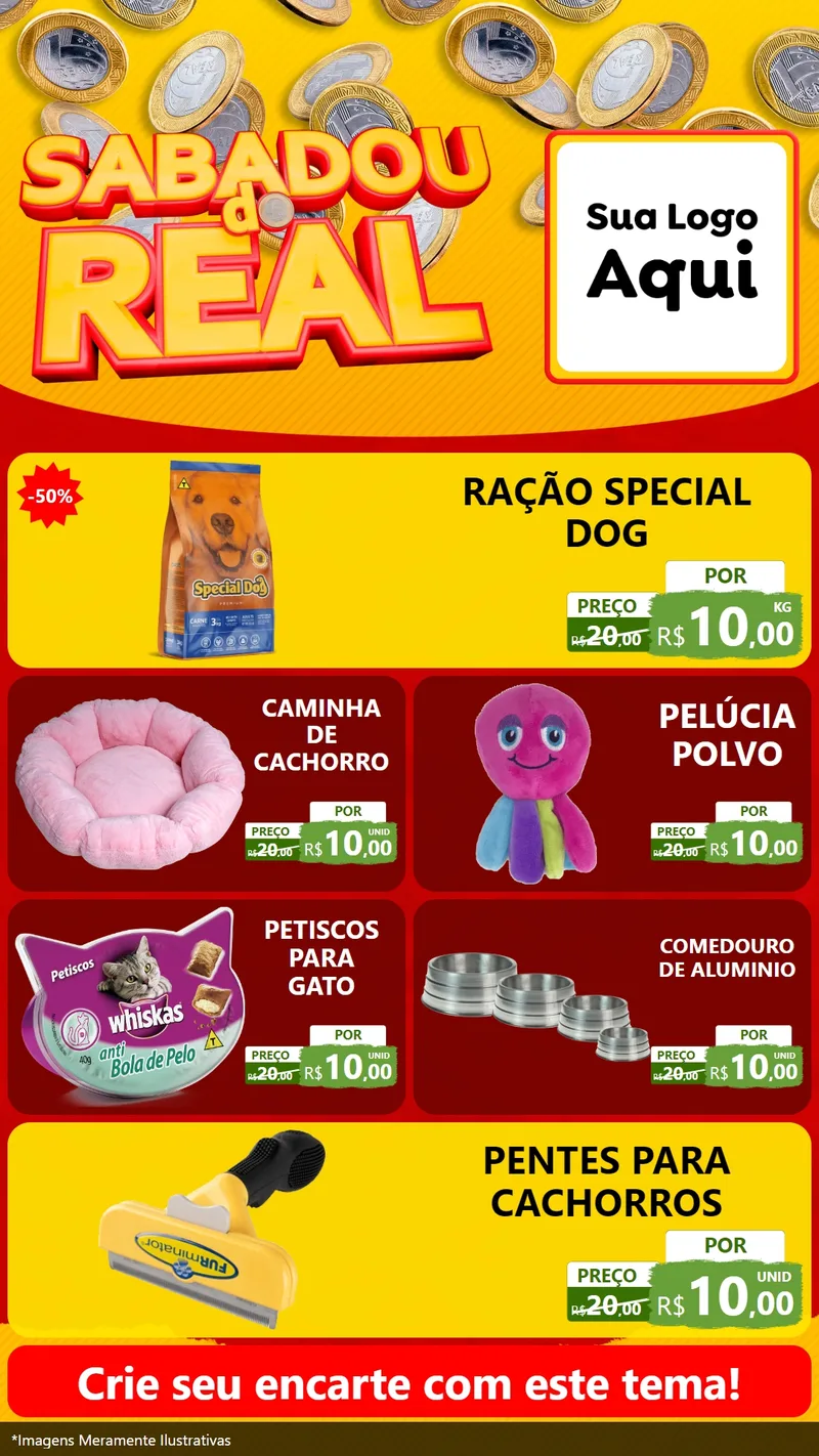 Modelo de TV para TV Vertical com o tema Sabadou do Real para Pet Shop