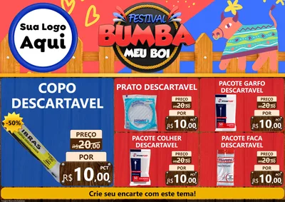 Modelo de Encarte para Encarte A4 Horizontal com o tema Festival Bumba Meu Boi para Embalagens