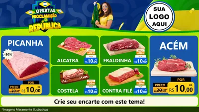 Modelo de TV para TV Horizontal com o tema Ofertas Proclamação da República para Açougue