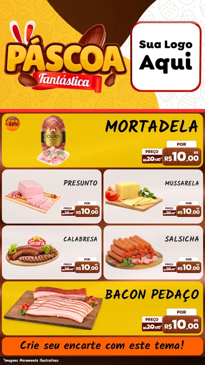 Modelo de TV para TV Vertical com o tema Páscoa Fantástica para Frios e Laticínios