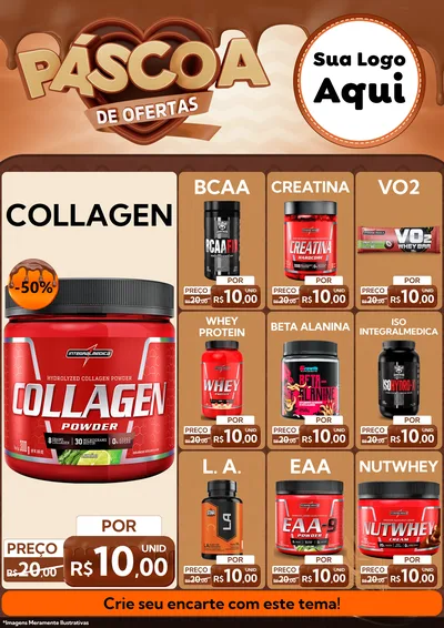Modelo de Encarte para Encarte A4 Vertical com o tema Páscoa de Ofertas para Suplementos alimentares