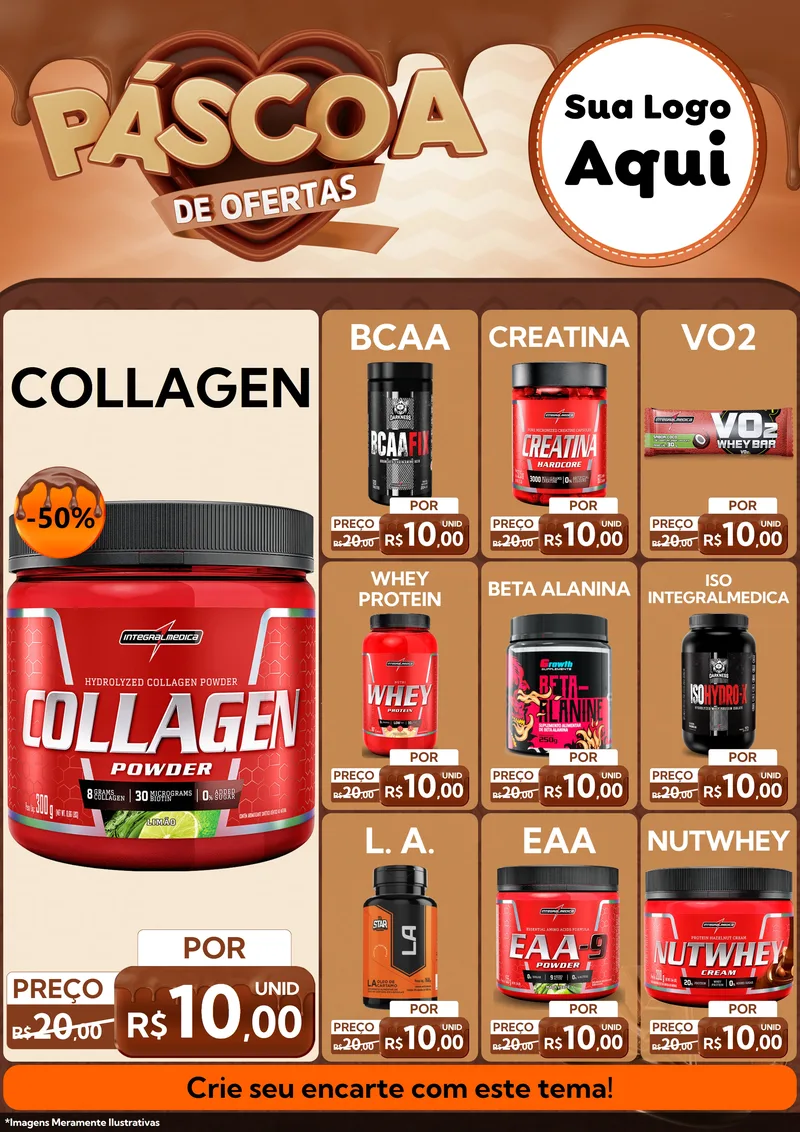 Modelo de Encarte para Encarte A4 Vertical com o tema Páscoa de Ofertas para Suplementos alimentares