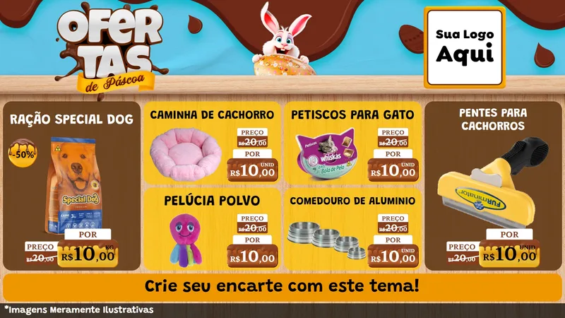 Modelo de TV para TV Horizontal com o tema Ofertas de Páscoa para Pet Shop