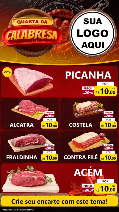 Modelo de TV para TV Vertical com o tema Quarta da Calabresa para Açougue