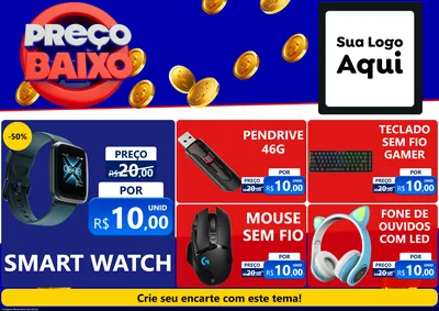 Modelo de Encarte para Encarte A4 Horizontal com o tema Preço Baixo para Informática