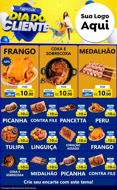 Modelo de Encarte para Encarte Grande com o tema Especial Dia do Cliente para Assados