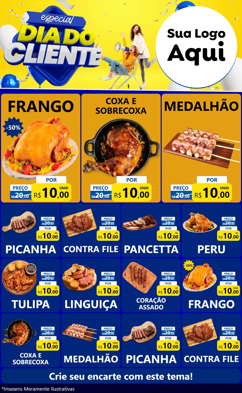 Modelo de Encarte para Encarte Grande com o tema Especial Dia do Cliente para Assados