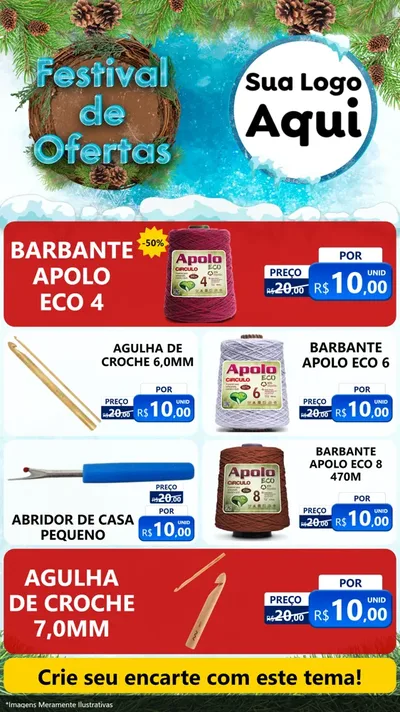 Modelo de TV para TV Vertical com o tema Festival de Ofertas - Inverno para Armarinho e Aviamentos