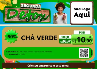 Modelo de Cartaz para Cartaz A4 Horizontal com o tema Segunda Detox para Produtos Naturais