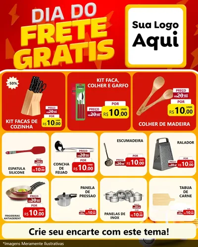 Modelo de Rede Social para Feed Instagram com o tema Dia do Frete Grátis para Utilidades Domésticas