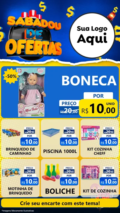 Modelo de Rede Social para Stories com o tema Sabadou de Ofertas para Brinquedos