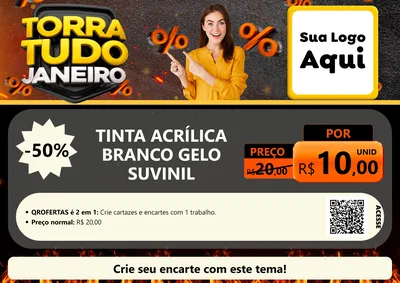Modelo de Cartaz para Cartaz A4 Horizontal com o tema Torra Tudo Janeiro para Tintas e Ferramentas